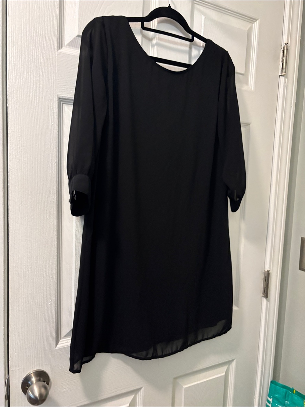 HeartSoul Black Shift Tunic Top with Three-Quarter Sleeves